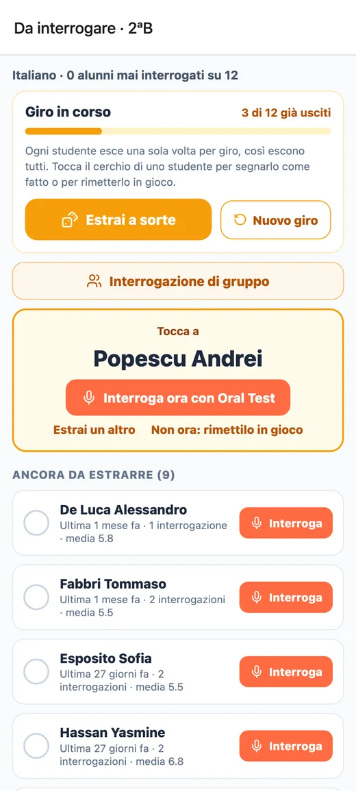 Estrazione a giro di chi interrogare
